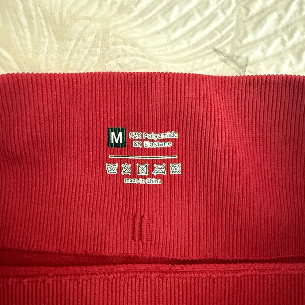 Red Ribbed Two-Piece workout Set, New - Picture 2 of 5